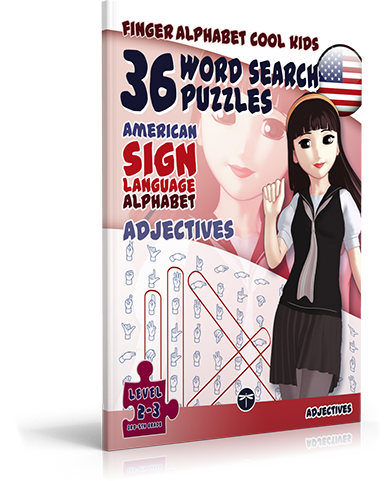 36 Word Search Puzzles with the American Sign Language Alphabet: ADJECTIVES
