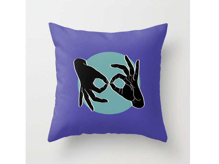 Society6 – Throw Pillow / Indoor Cover – Black on Turquoise 02