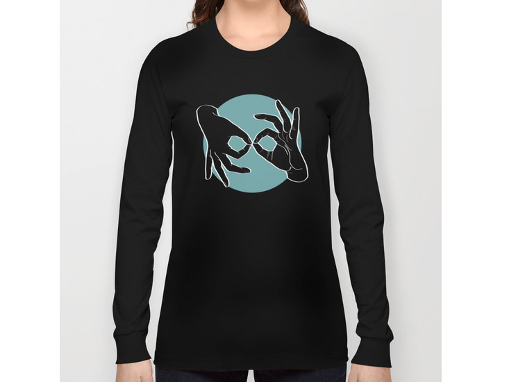 Society6 – Long Sleeve T-shirt / Black – Black on Turquoise 00