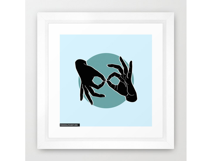 Society6 – Framed Art Print / Vector White – Black on Turquoise 03