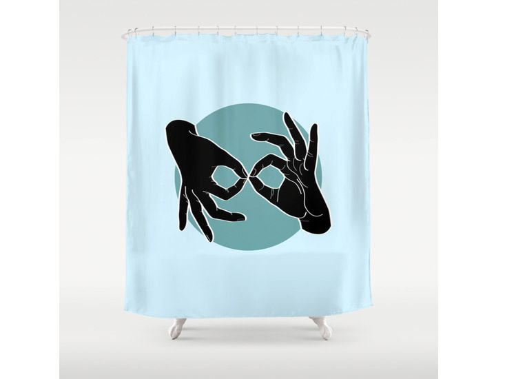 Society6 – Shower Curtain – Black on Turquoise 00