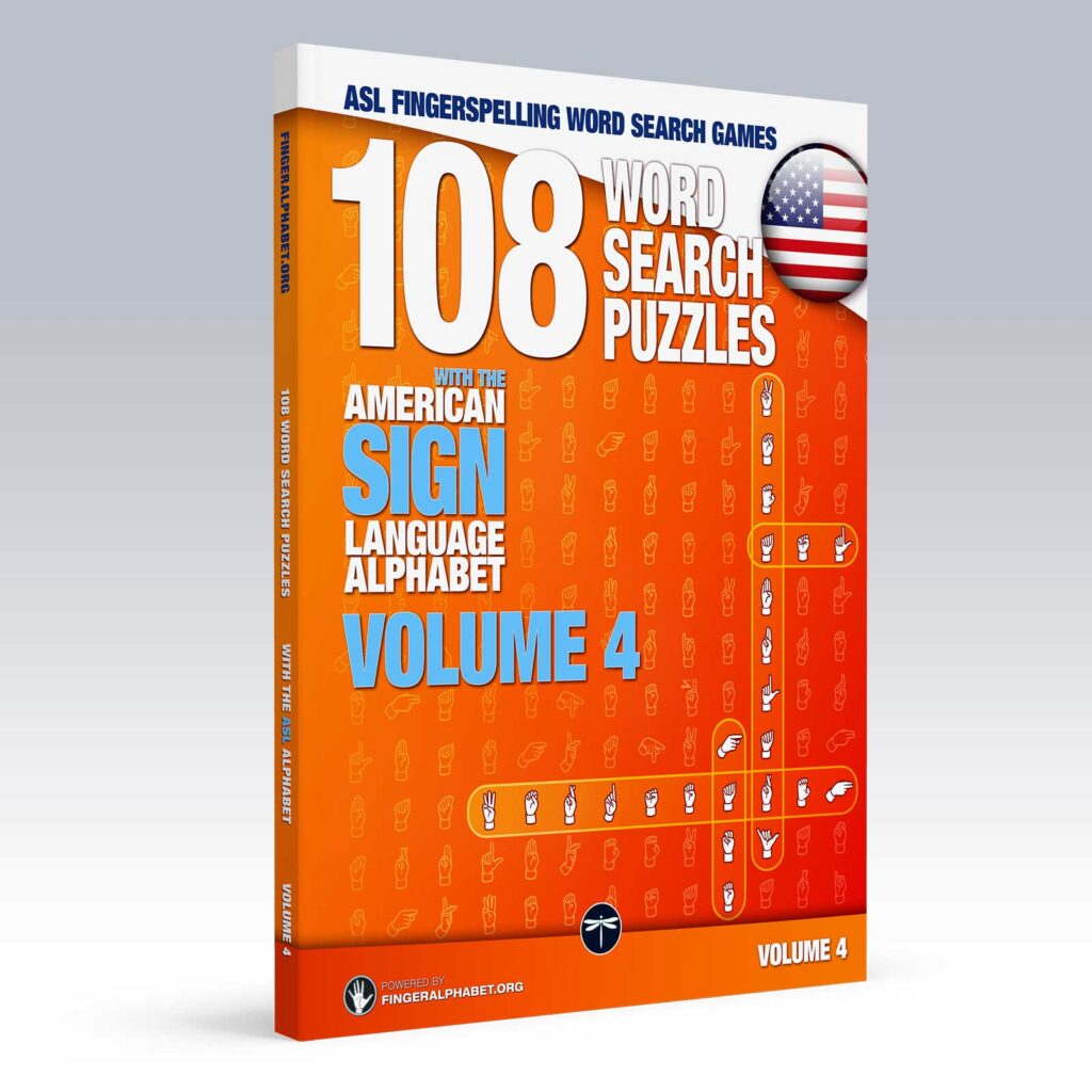ASL Fingerspelling Word Search Games, Volume 4, cover and spine