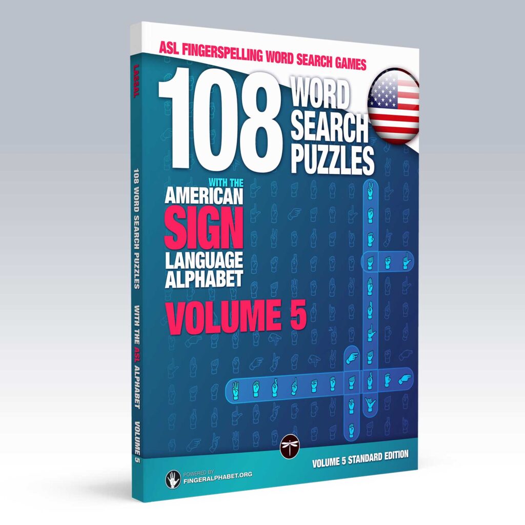 ASL Fingerspelling Word Search Games, Volume 5, cover and spine
