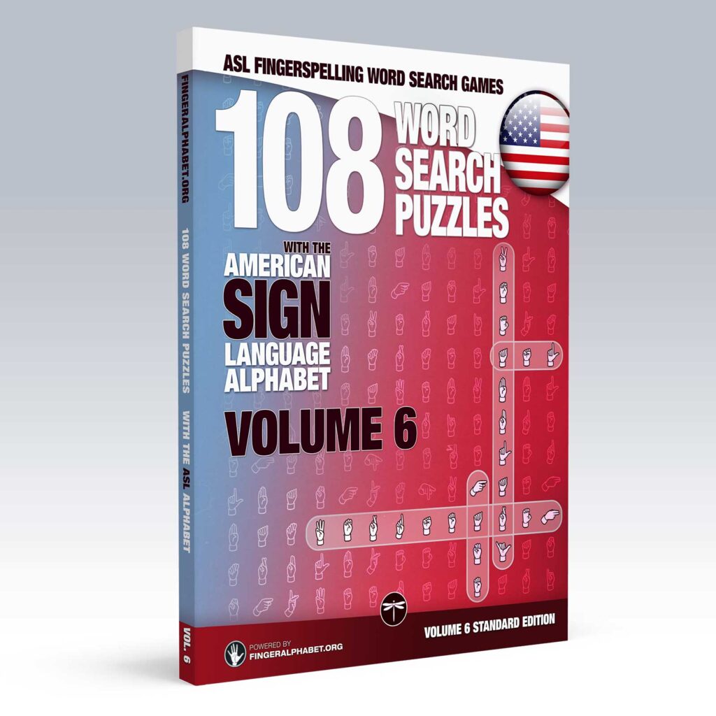 ASL Fingerspelling Word Search Games, Volume 6, cover and spine