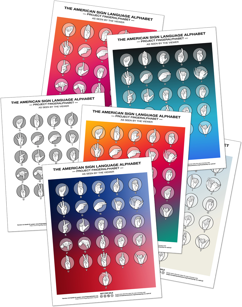 Sample from the set of 32 free ASL alphabet poster charts